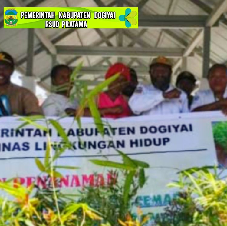 Dinas Lingkungan Hidup Dogiyai melakukan pemberian bibit Pohon Di RSUD Dogiyai.